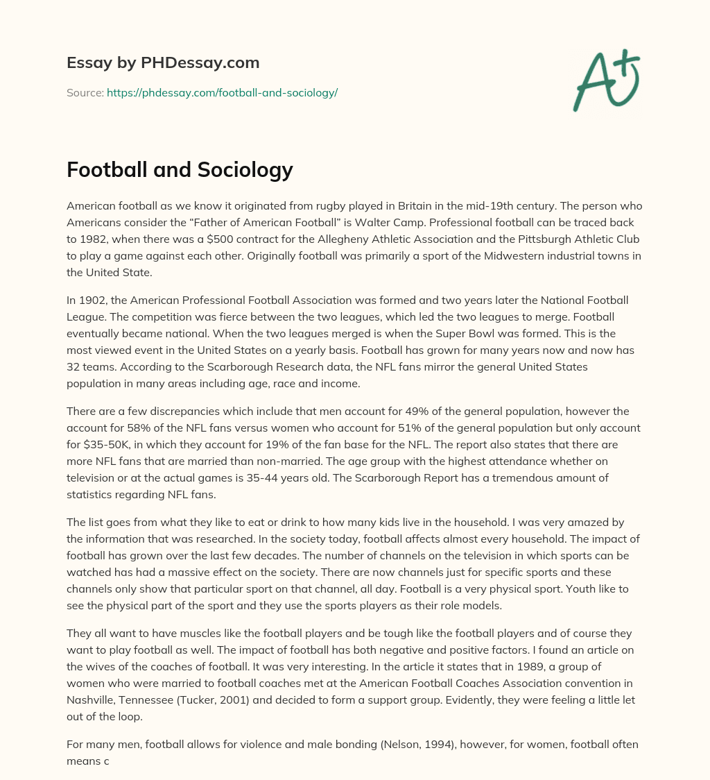Football and Sociology essay