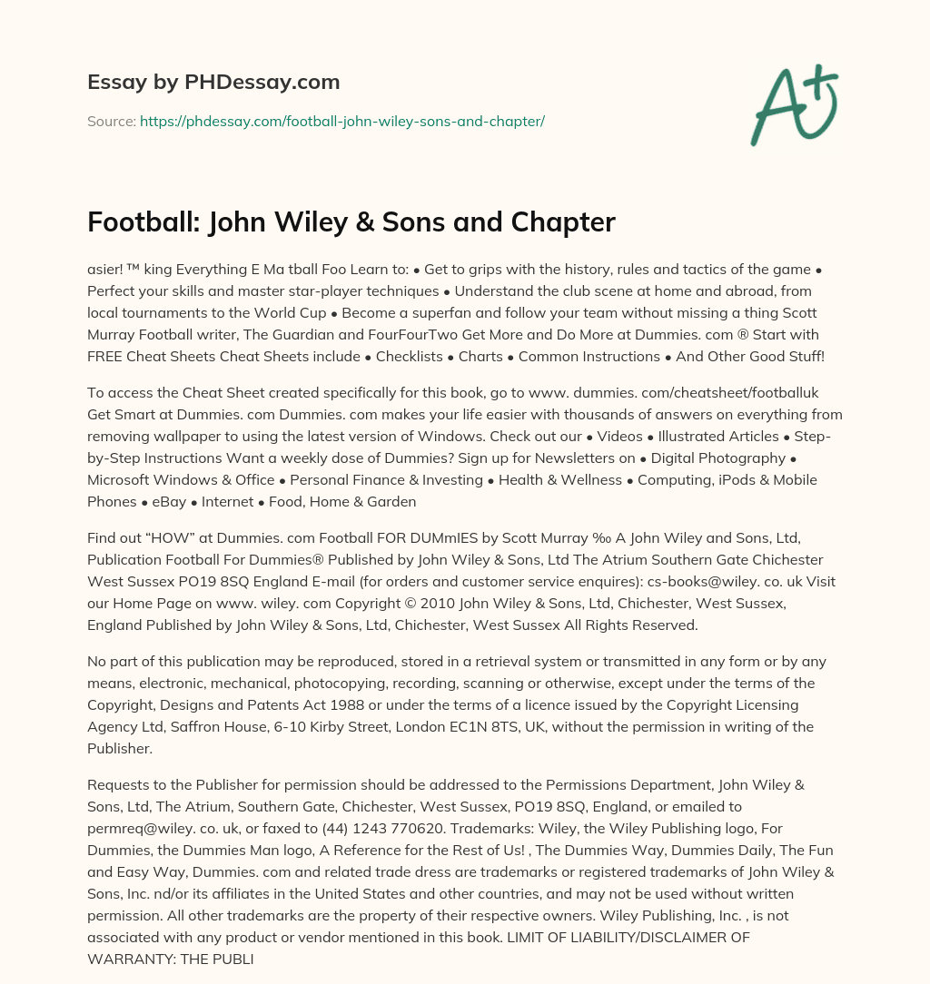Football: John Wiley & Sons and Chapter essay