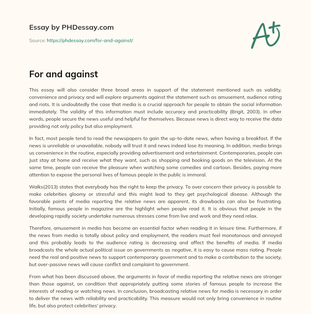 For and against essay