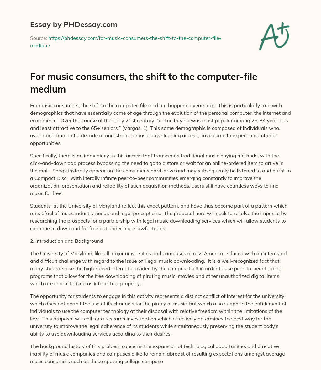 For music consumers, the shift to the computer-file medium essay