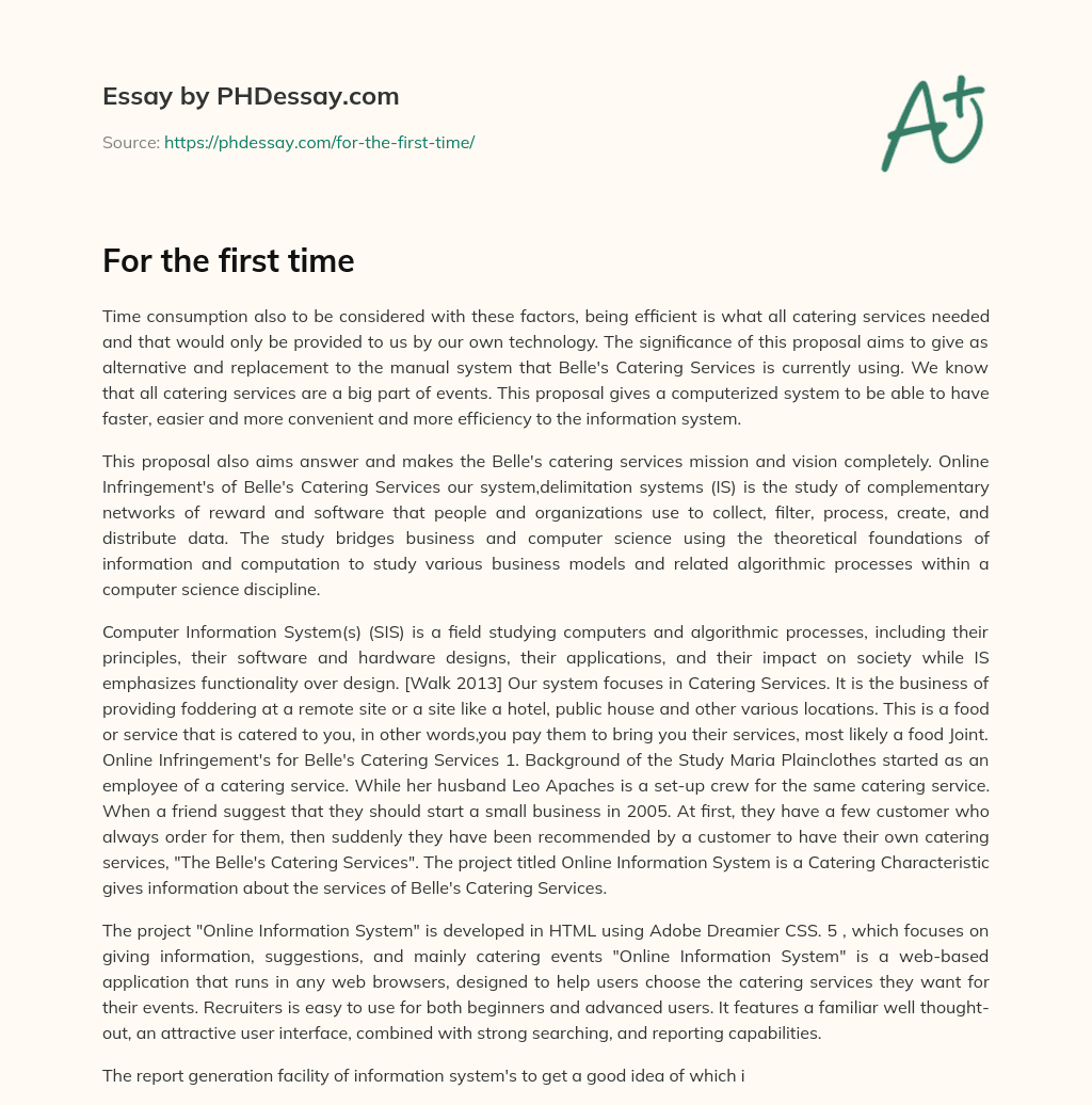 For the first time essay