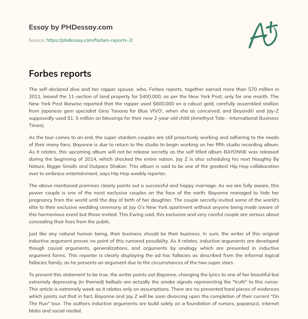 Forbes reports essay