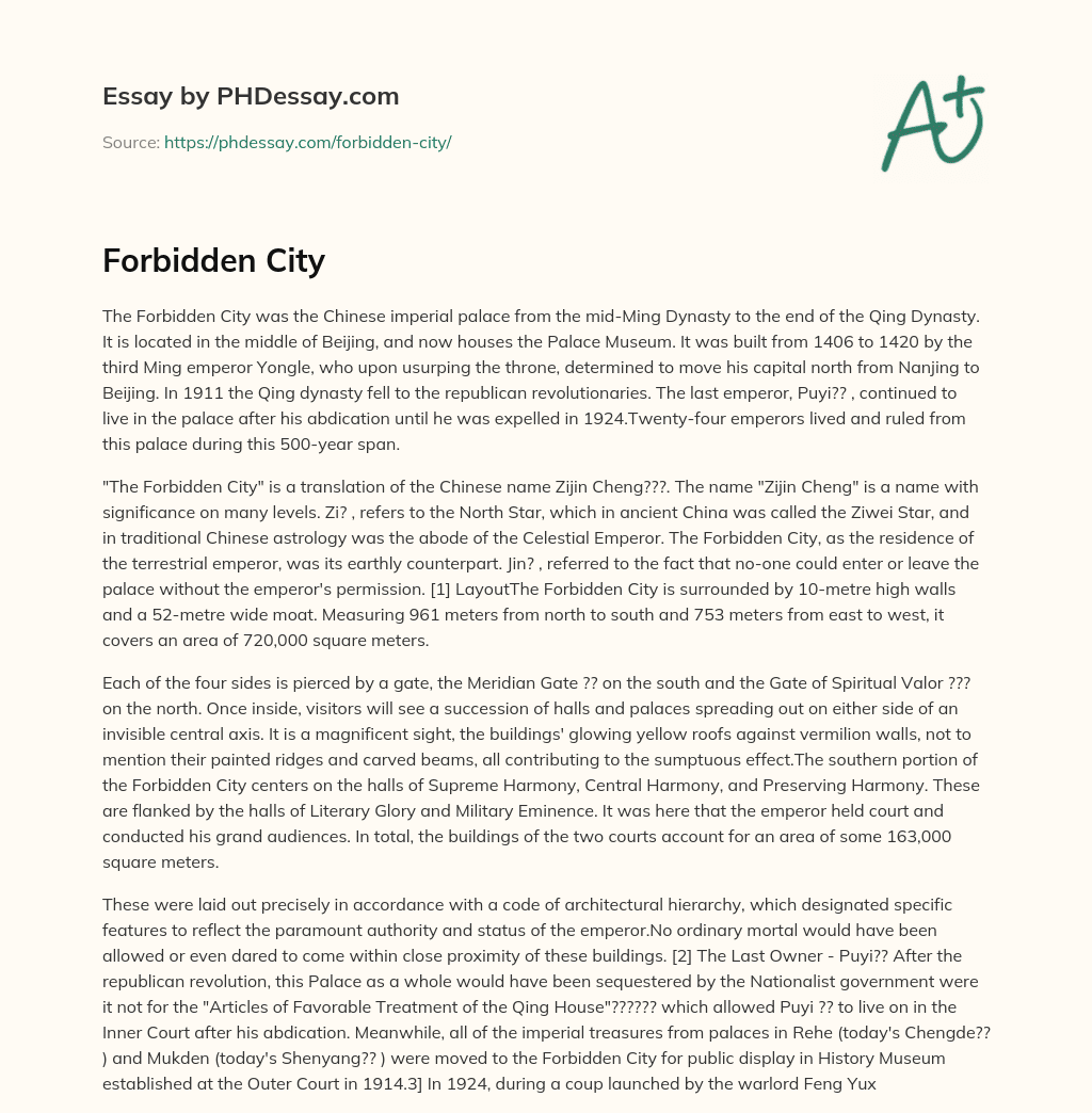 Forbidden City essay