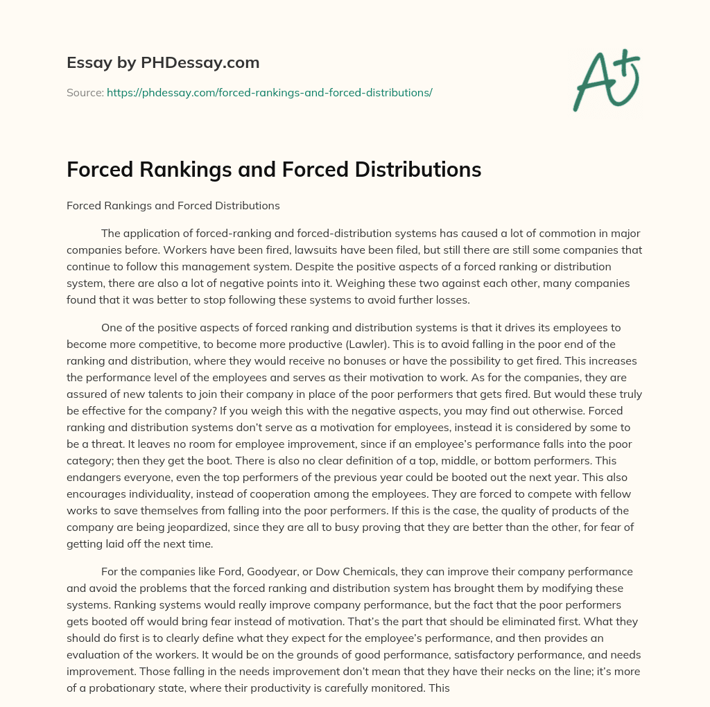 Forced Rankings and Forced Distributions (600 Words)