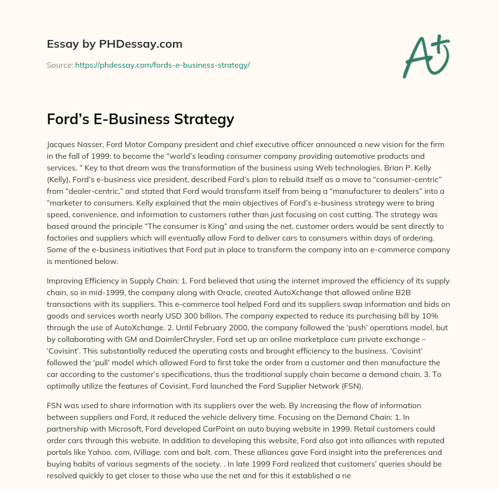 Ford’s E-Business Strategy essay