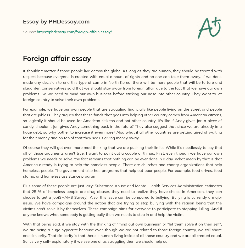 Foreign affair essay essay