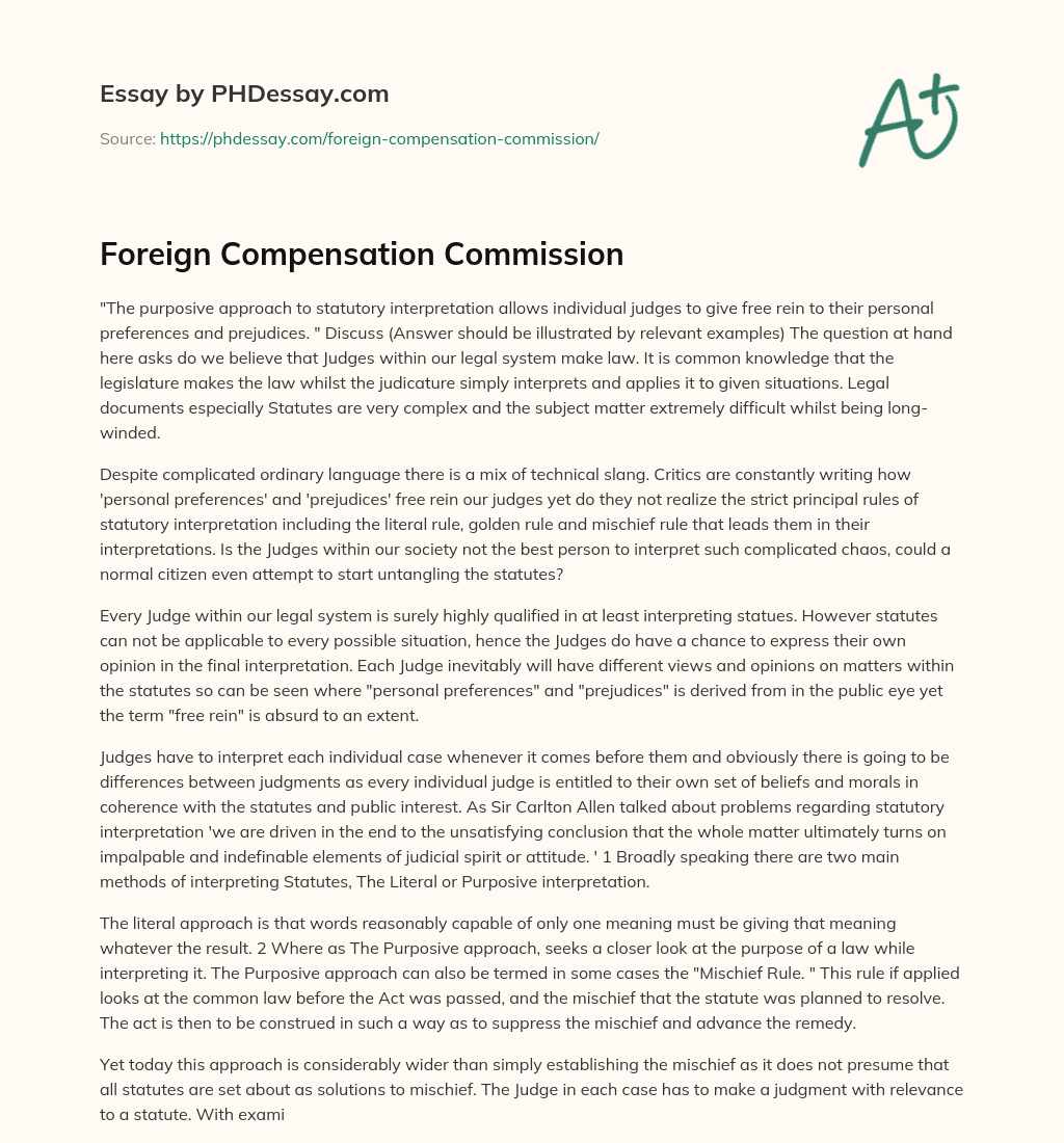 Foreign Compensation Commission essay