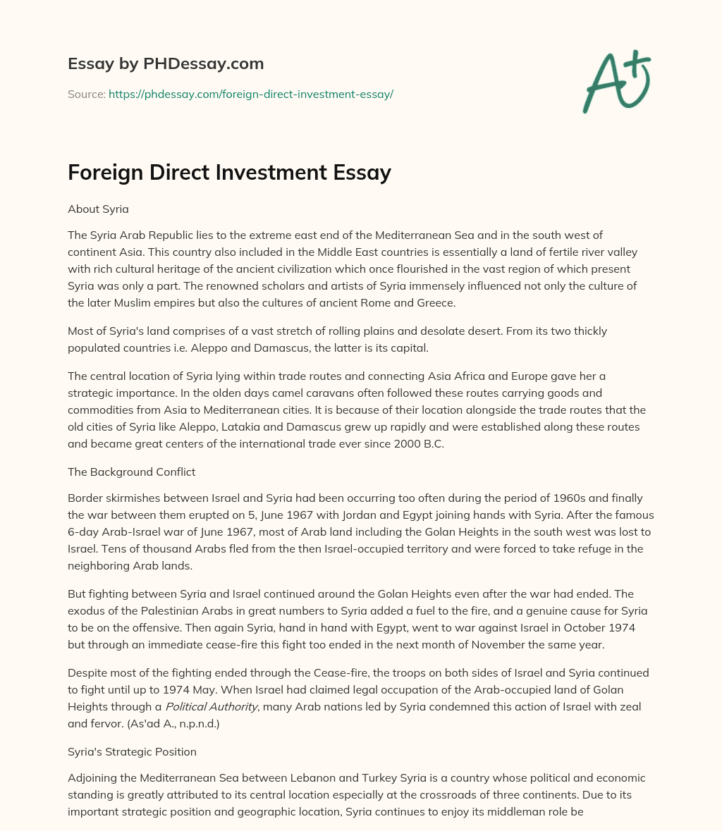 foreign investment essay