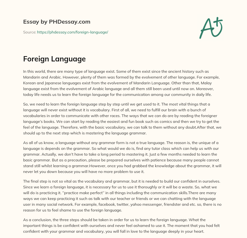 Foreign Language essay