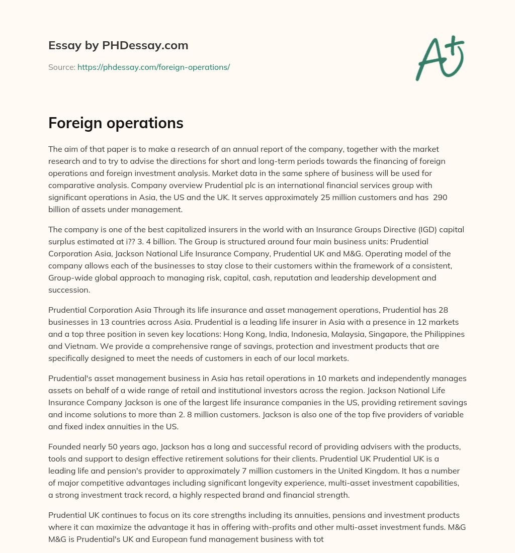 Foreign operations essay