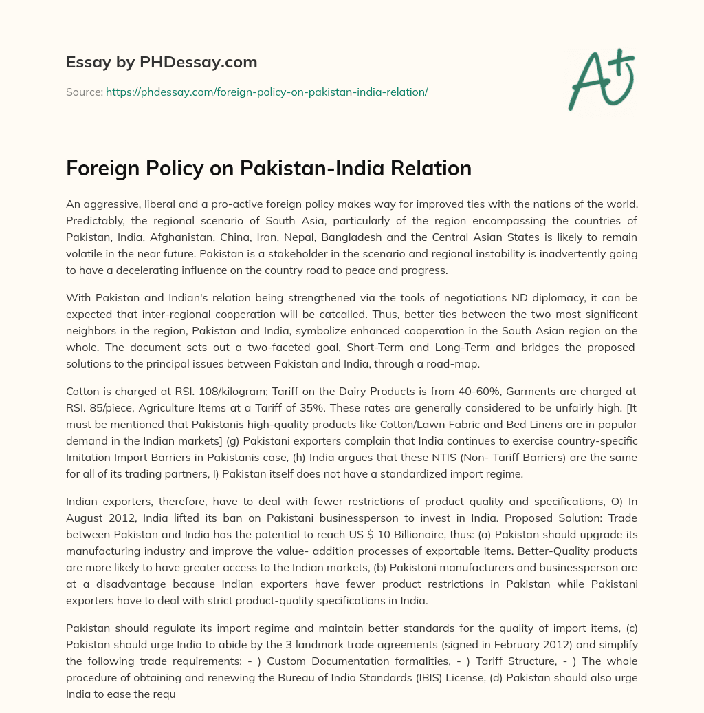 essay on pakistan foreign policy