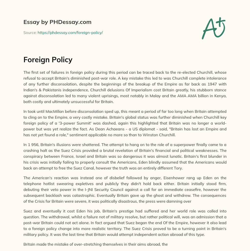 Foreign Policy essay