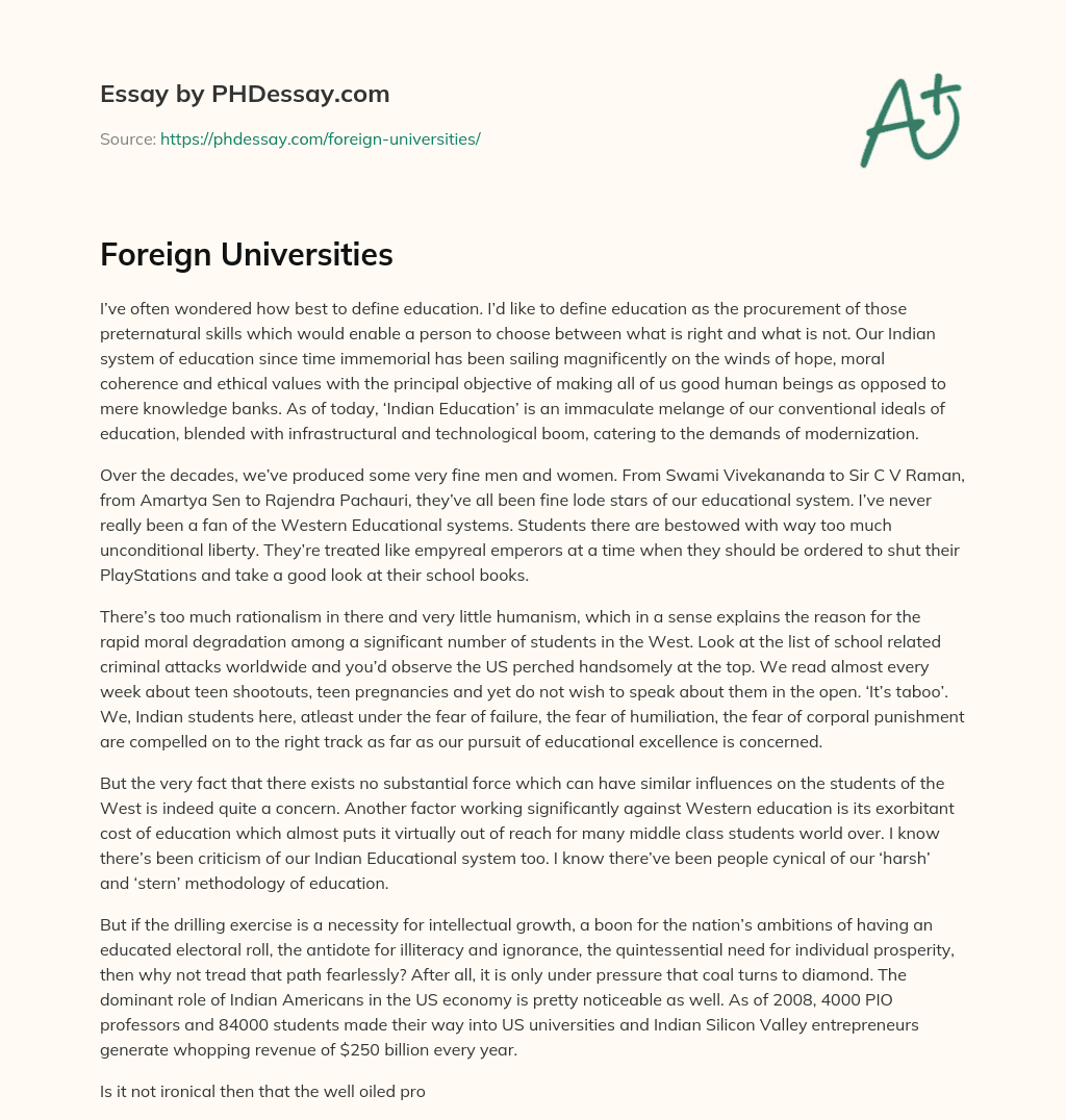 Foreign Universities essay