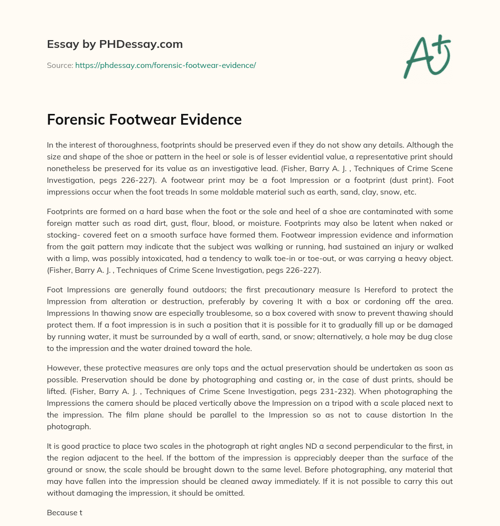Forensic Footwear Evidence essay