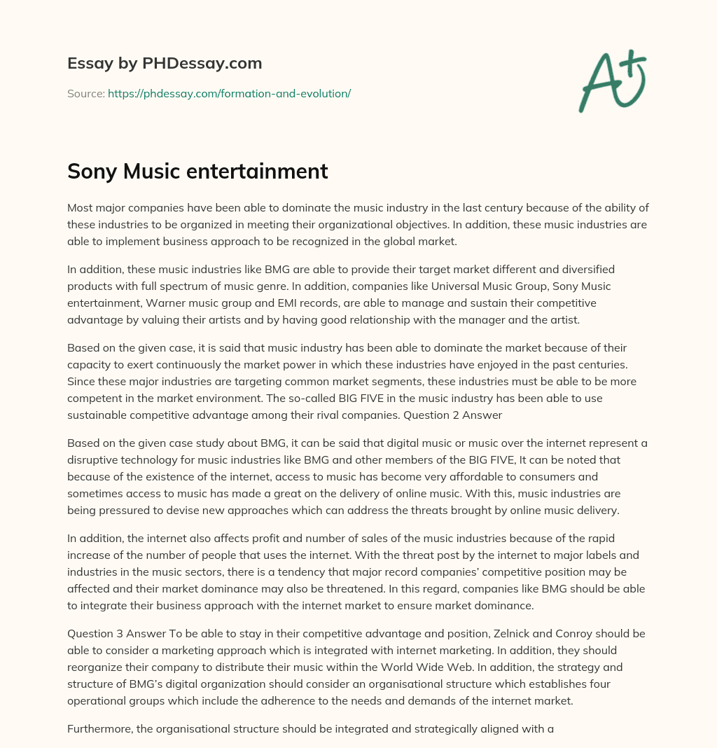 Sony Music entertainment essay
