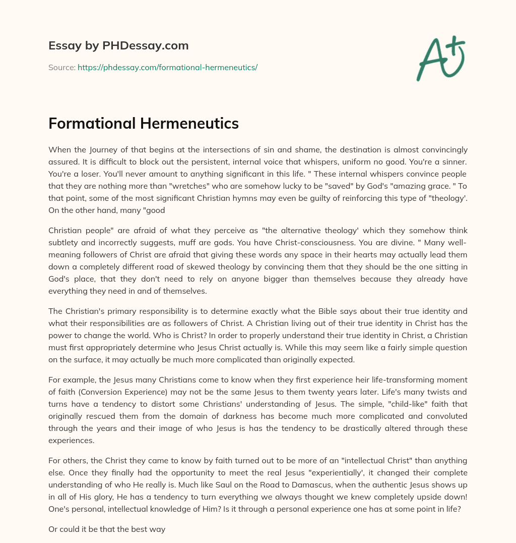 Formational Hermeneutics essay