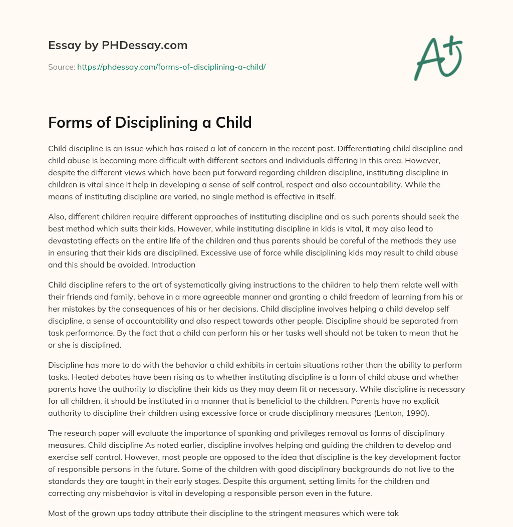 Forms of Disciplining a Child essay
