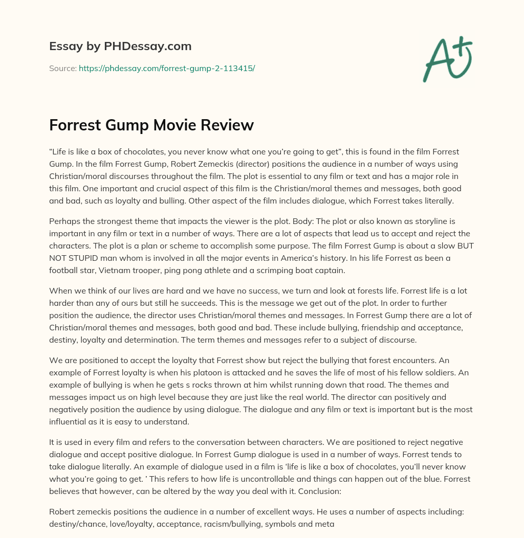 Forrest Gump Movie Review essay