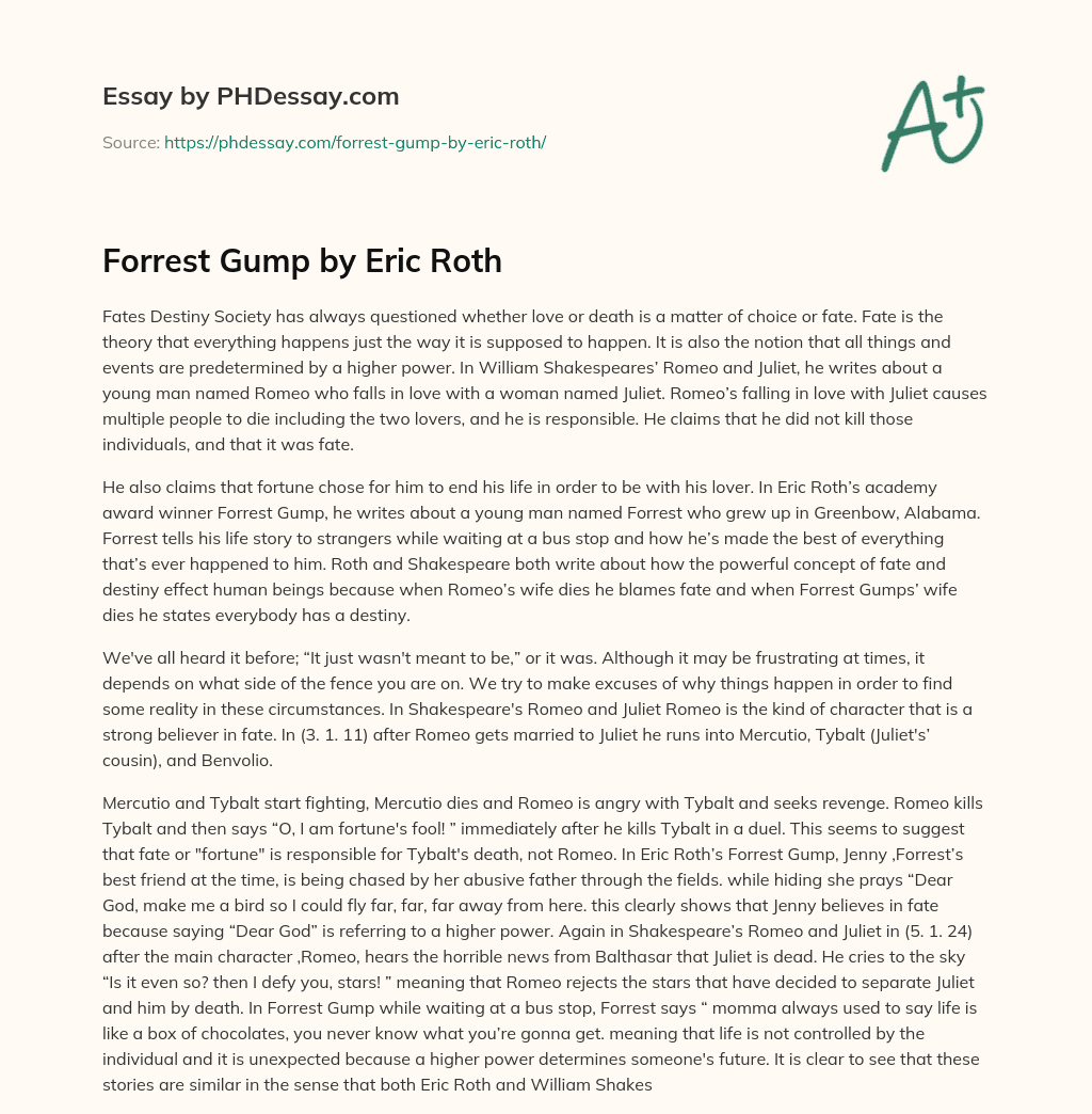 Forrest Gump by Eric Roth essay