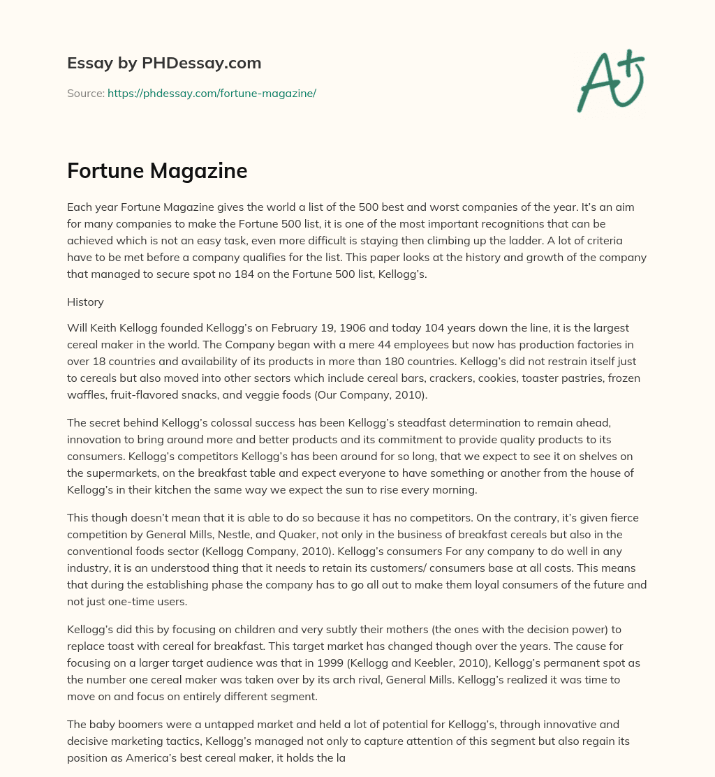 Fortune Magazine essay