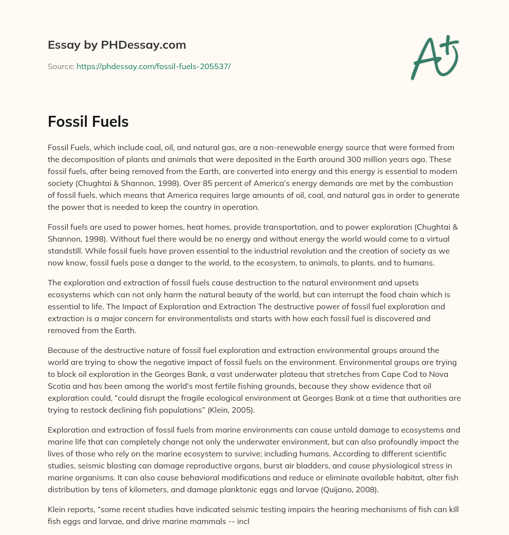 Fossil Fuels essay