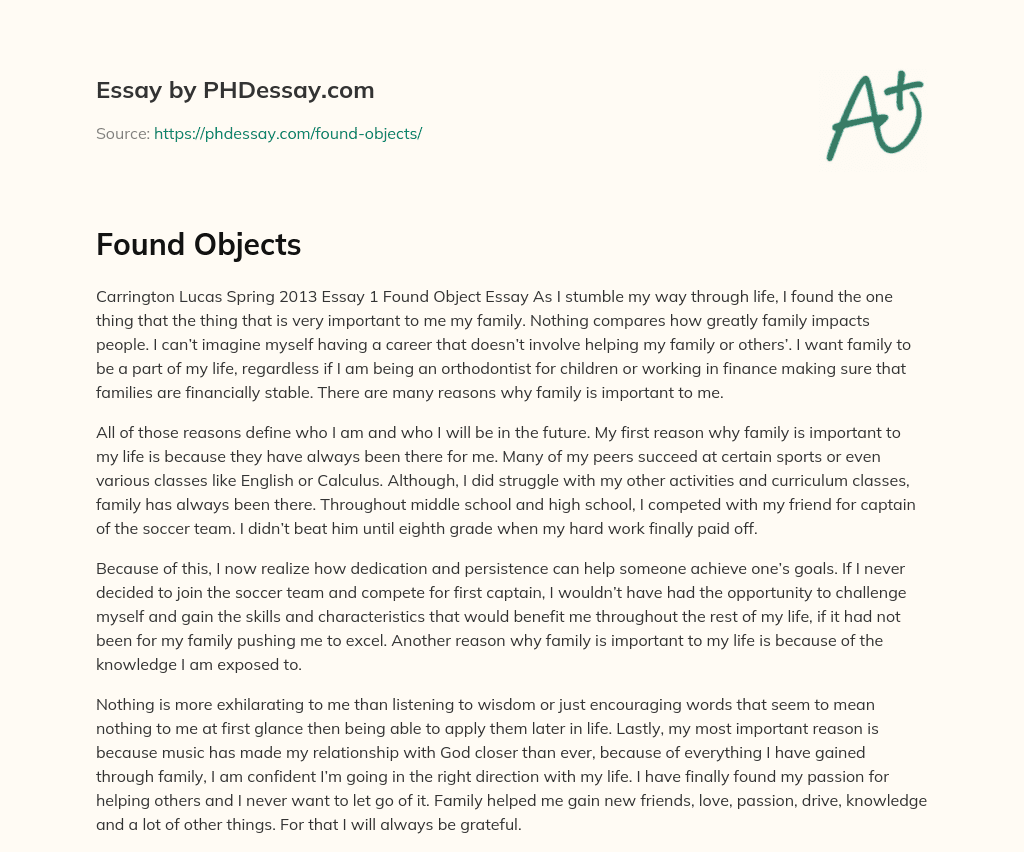 Found Objects essay