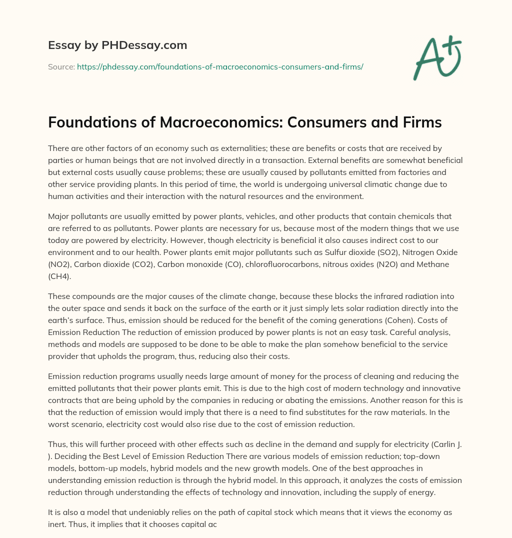 Foundations of Macroeconomics: Consumers and Firms essay