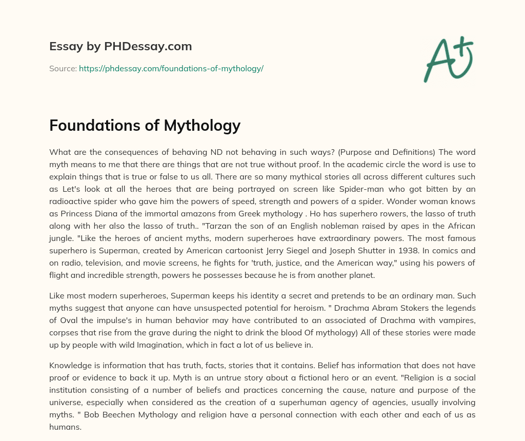 Foundations of Mythology essay