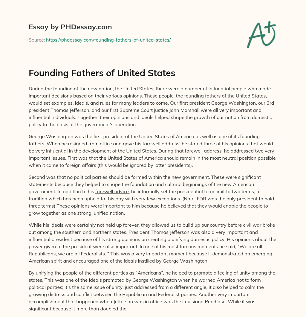 Founding Fathers of United States essay