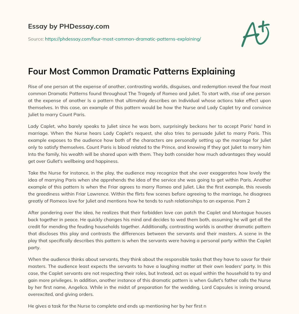 Four Most Common Dramatic Patterns Explaining essay