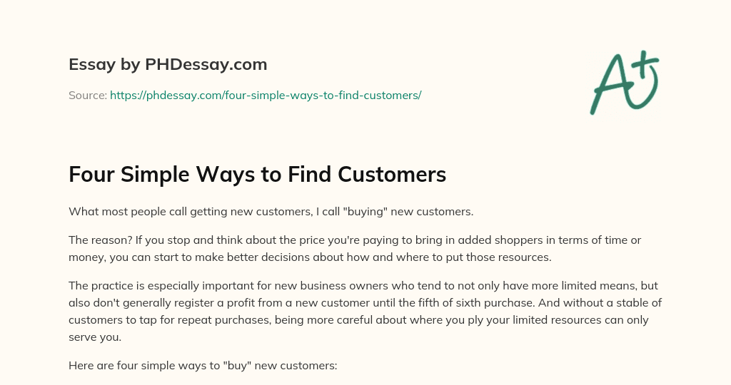 Four Simple Ways to Find Customers essay