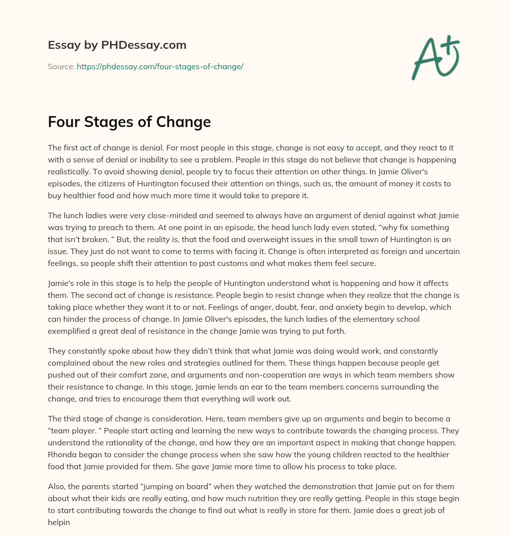 Four Stages of Change essay