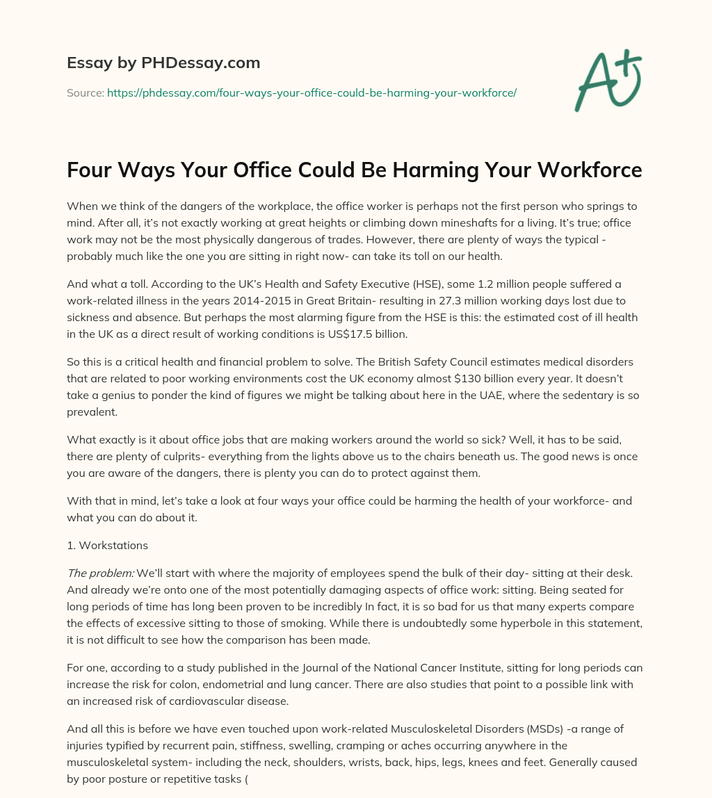 Four Ways Your Office Could Be Harming Your Workforce essay