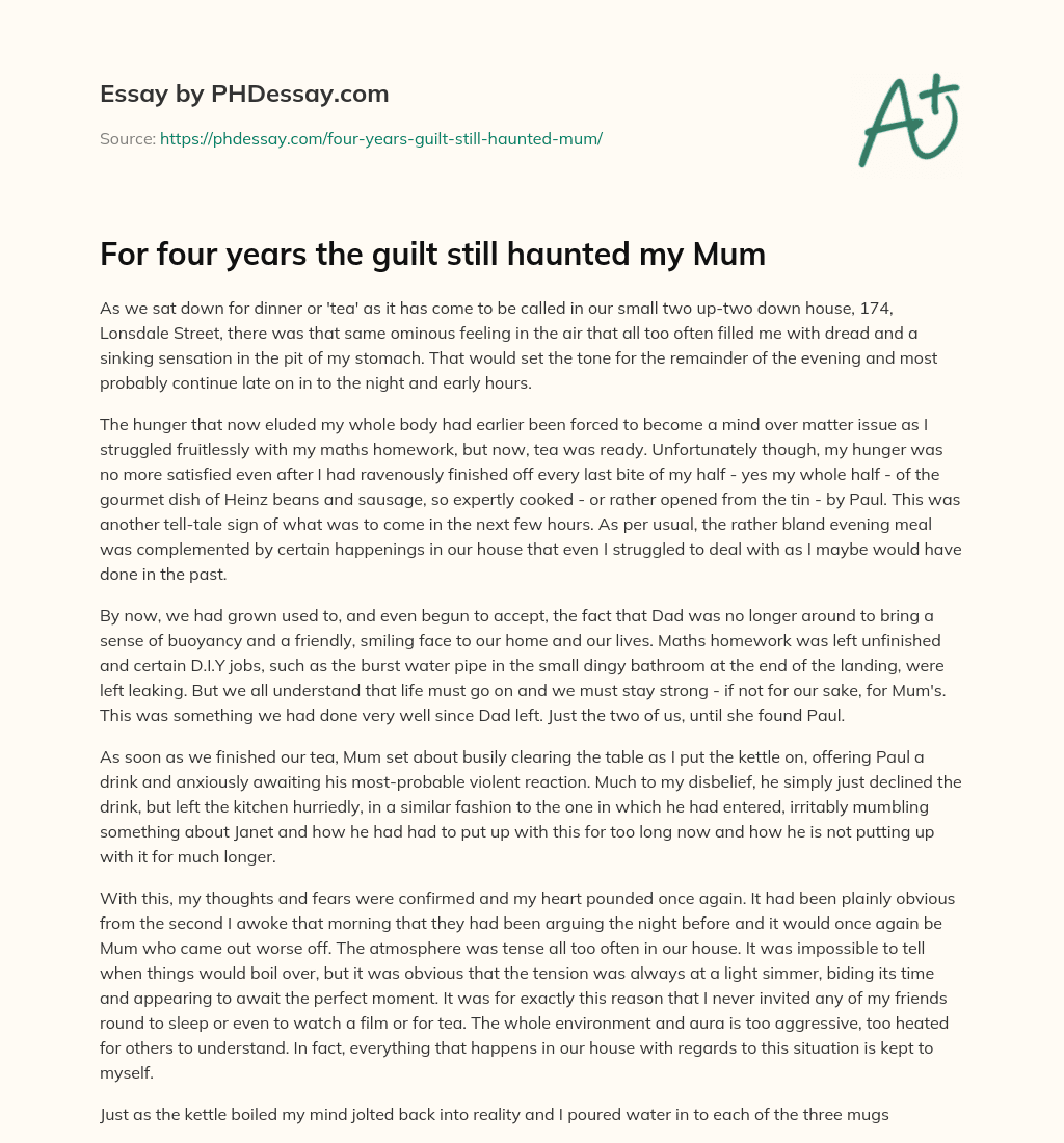 For four years the guilt still haunted my Mum essay