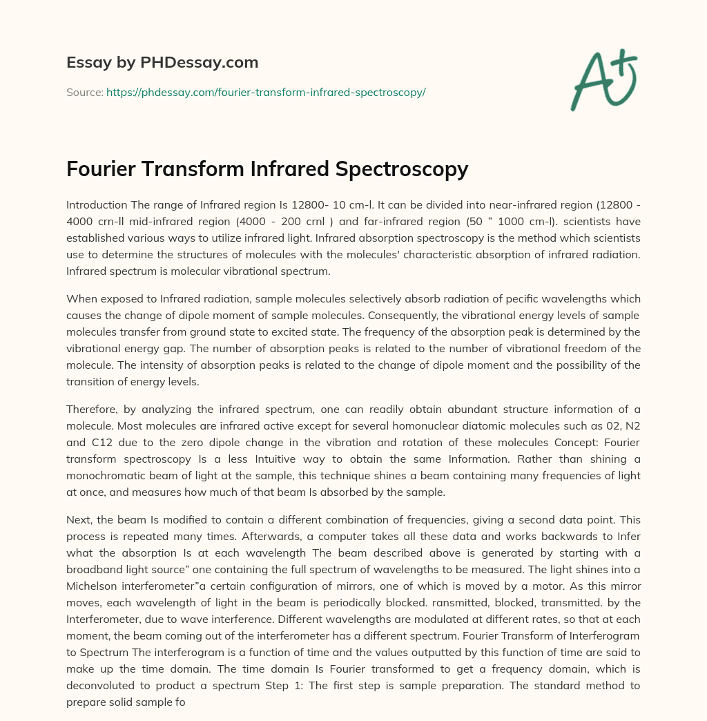 Fourier Transform Infrared Spectroscopy essay