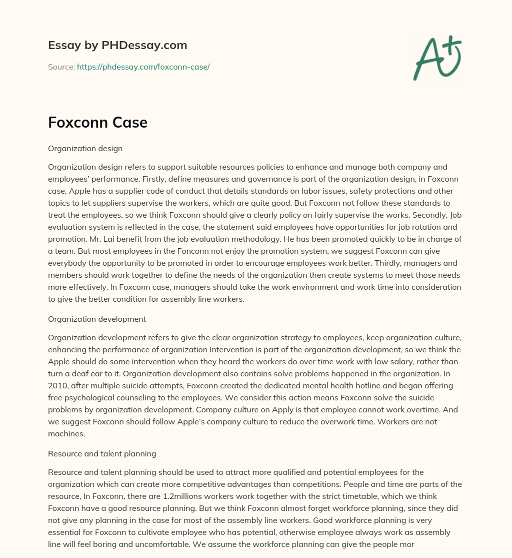 Foxconn Case essay