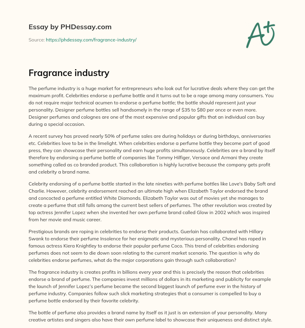 Fragrance industry essay