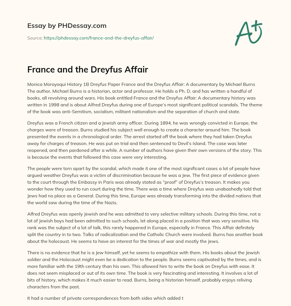 France and the Dreyfus Affair essay