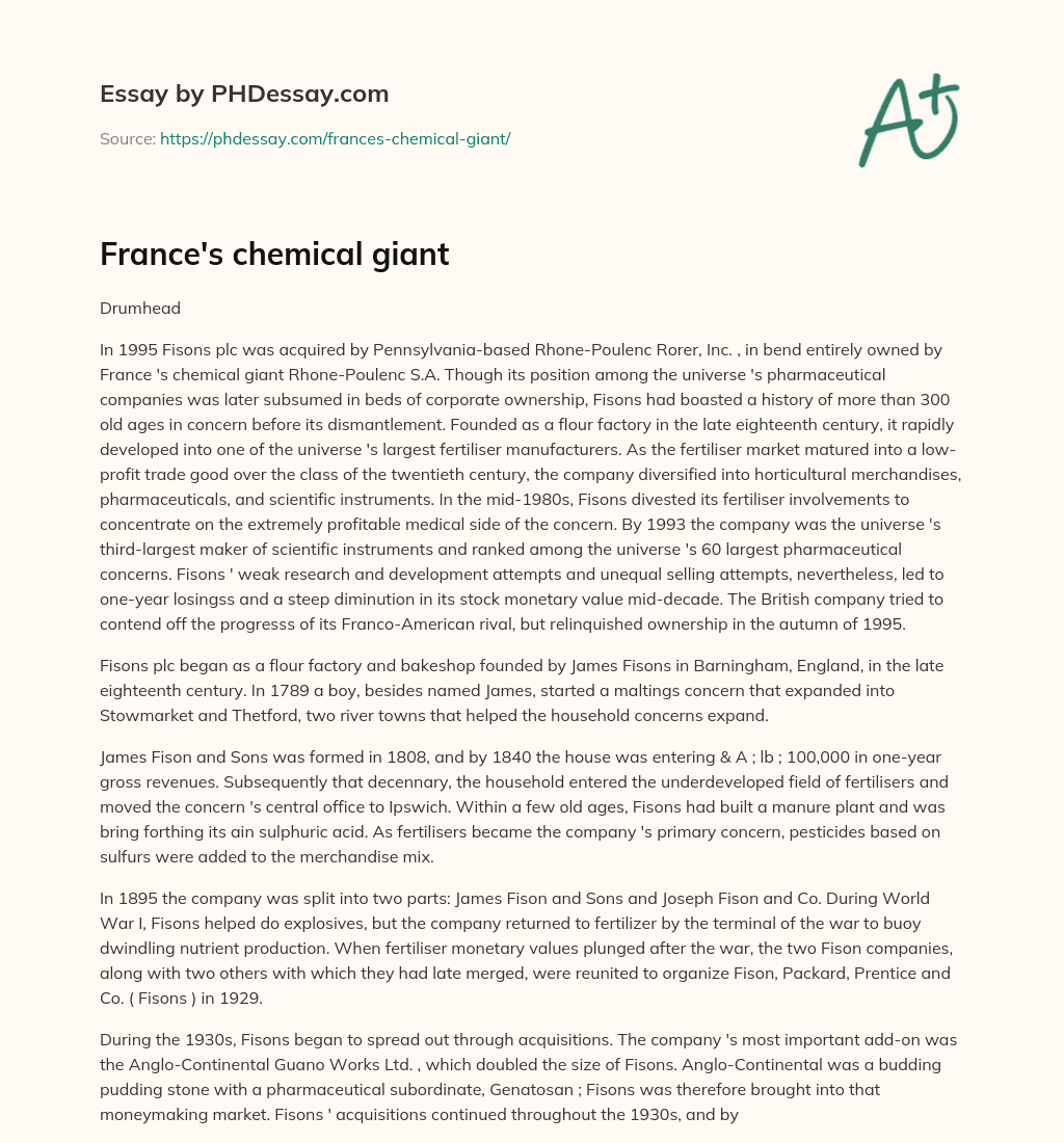 France’s chemical giant essay
