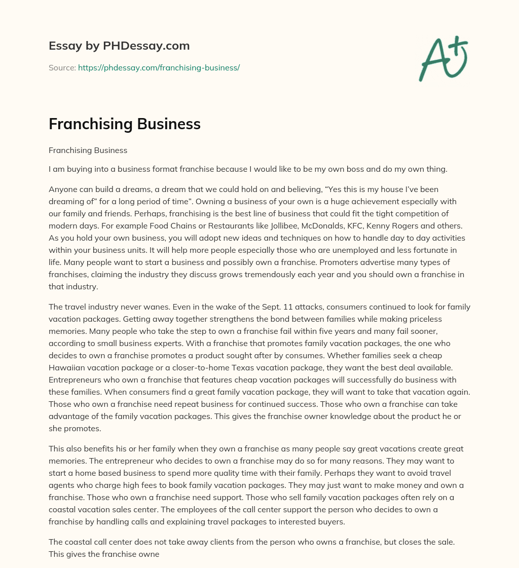 what is franchising in business essay