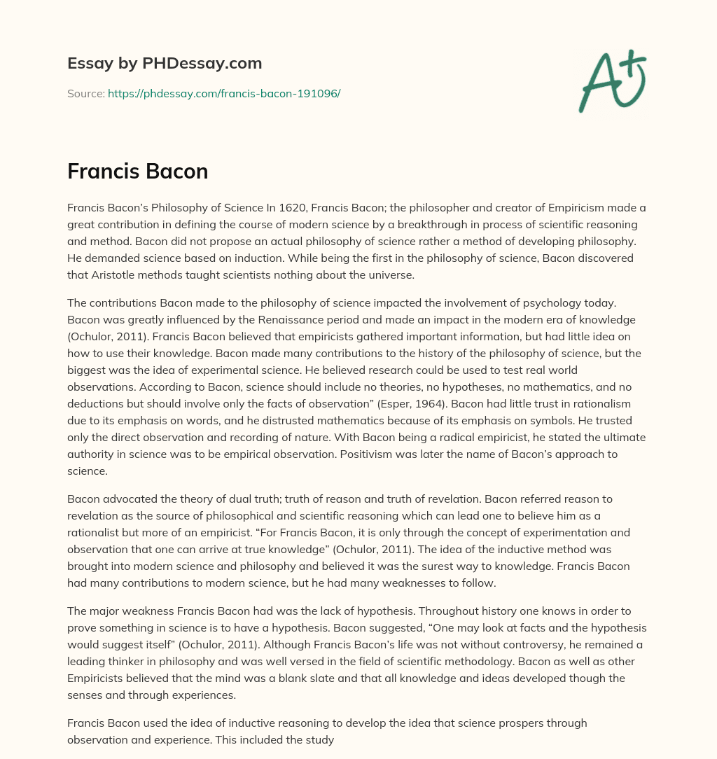 writing style of francis bacon essay