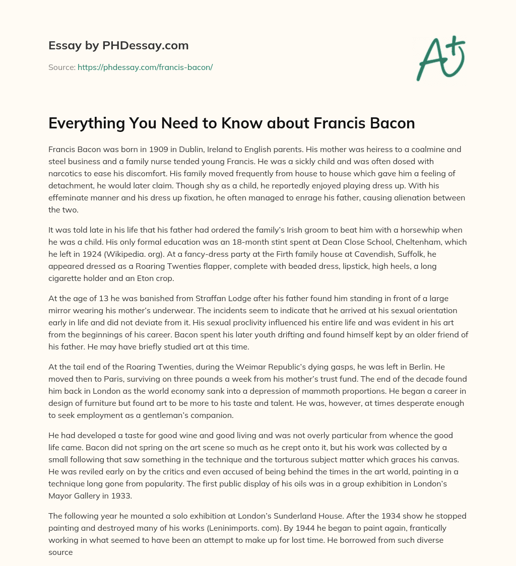 Everything You Need to Know about Francis Bacon essay
