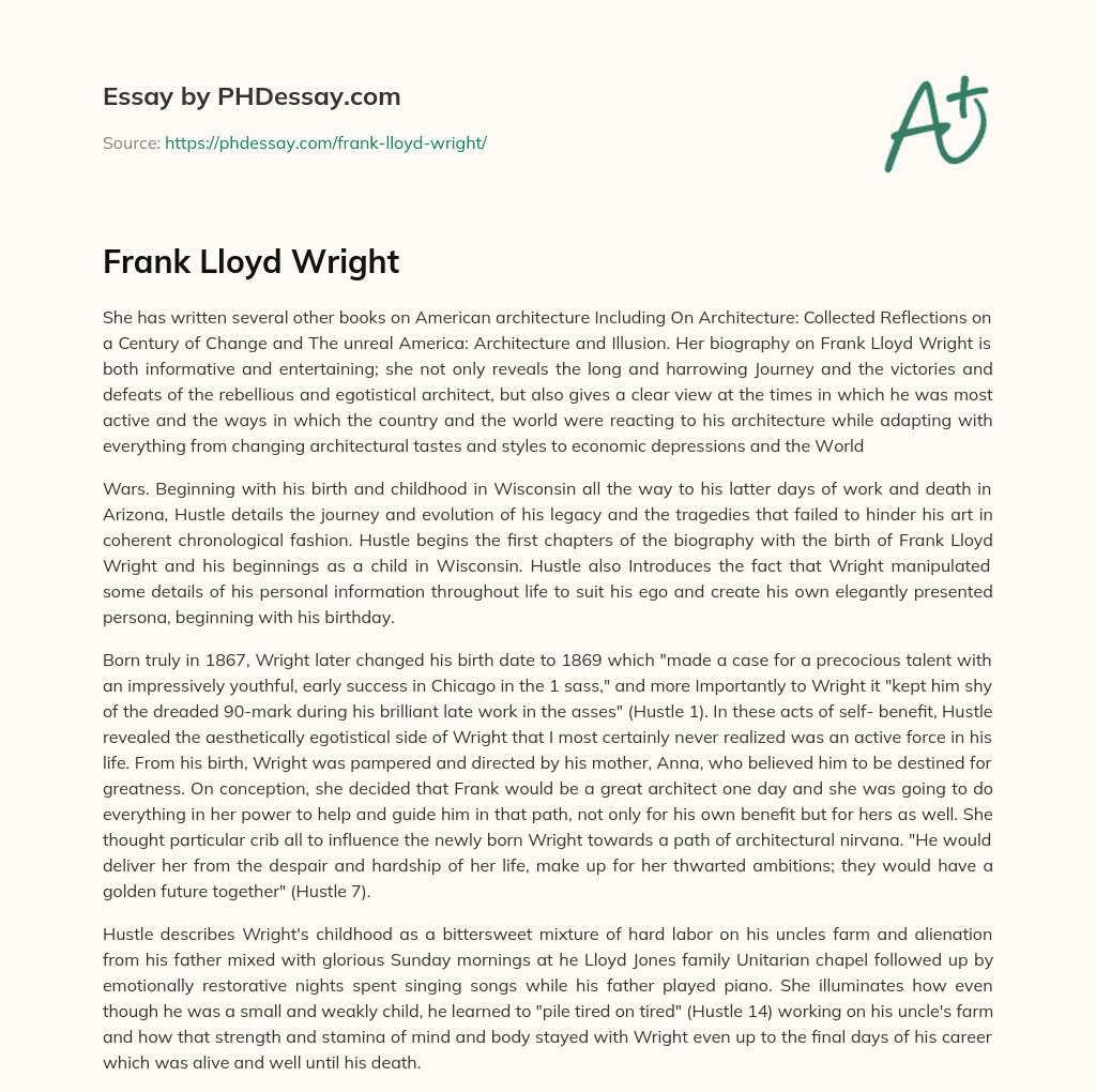 Frank Lloyd Wright essay