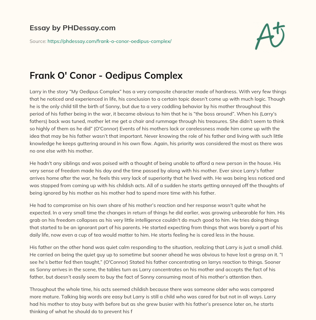 Frank O’ Conor – Oedipus Complex essay