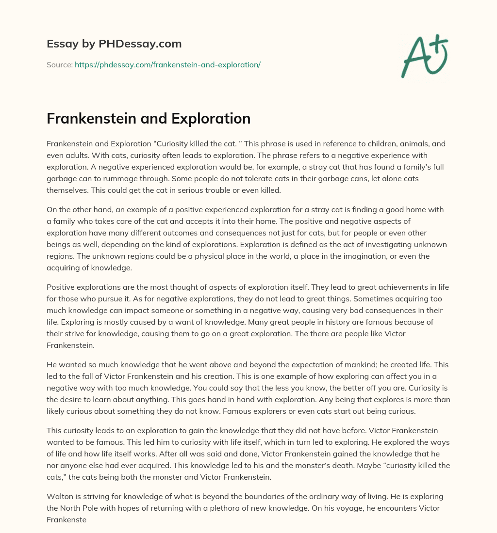 Frankenstein and Exploration essay
