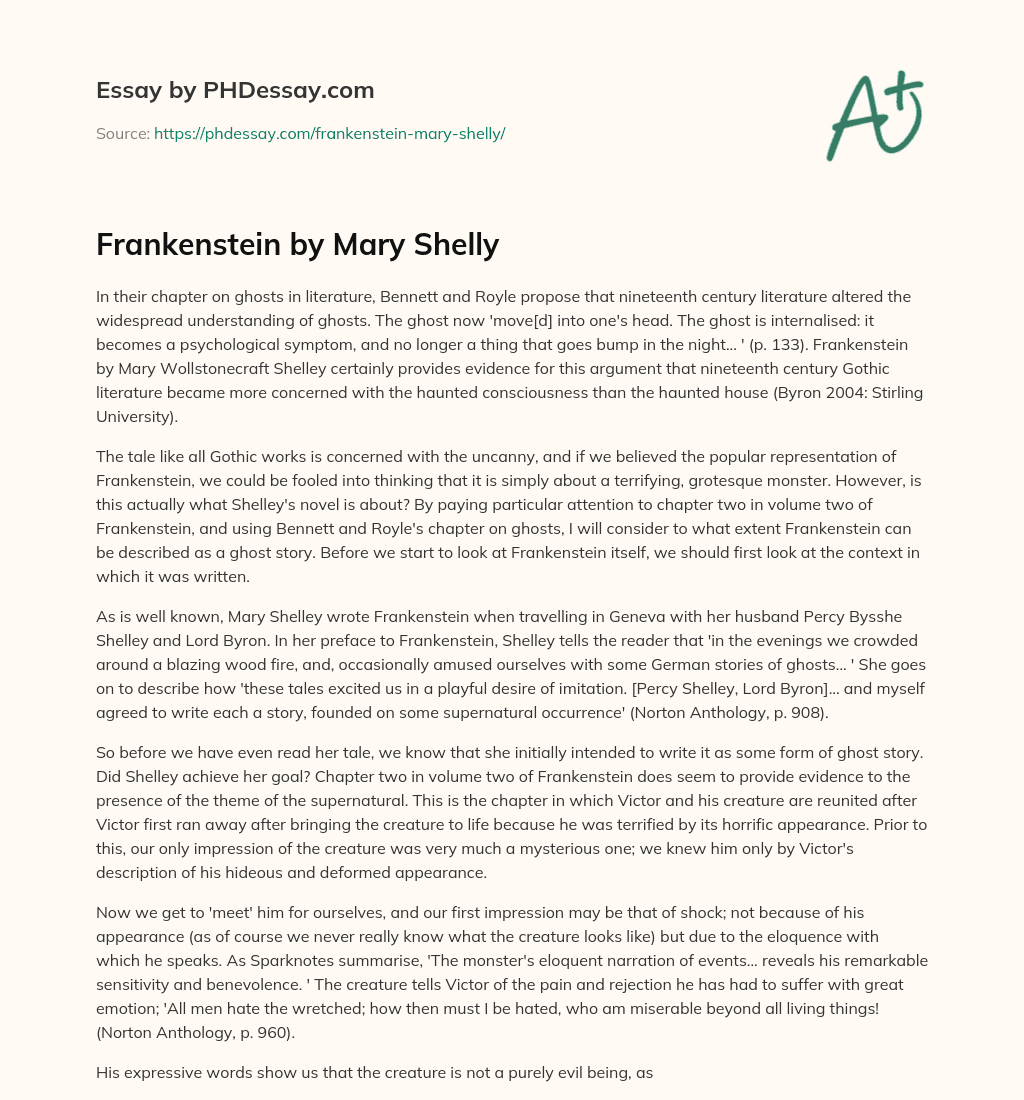 Frankenstein by Mary Shelly essay