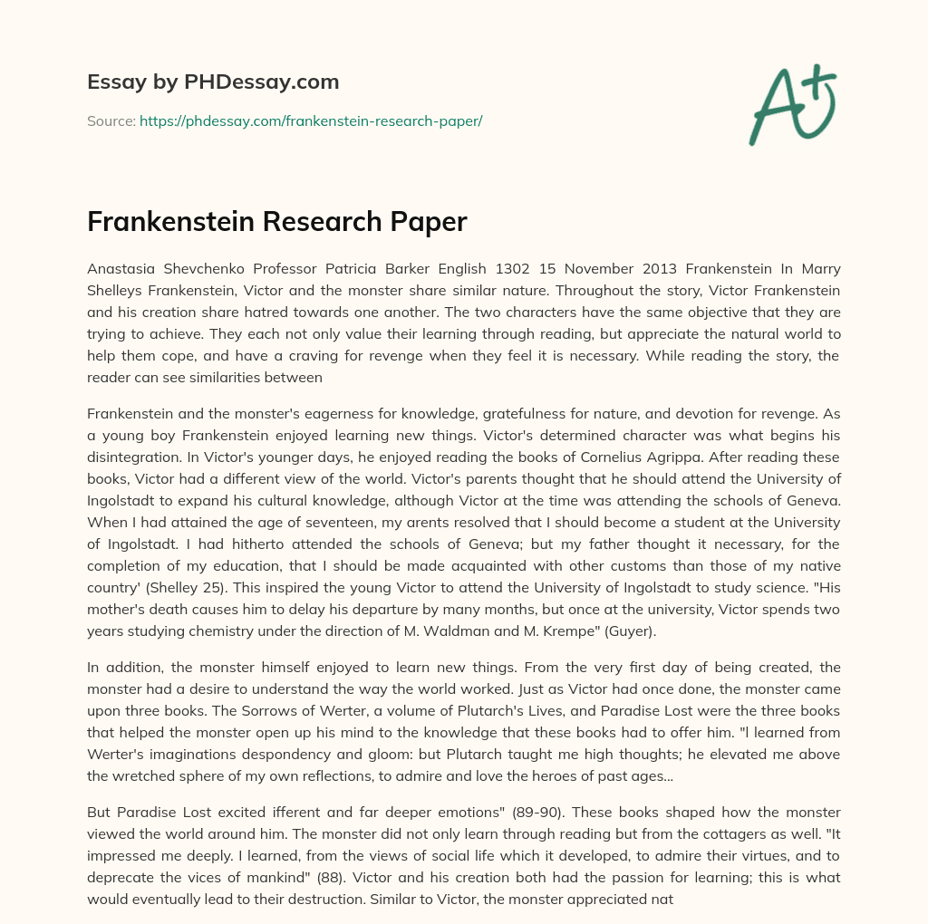 frankenstein research article