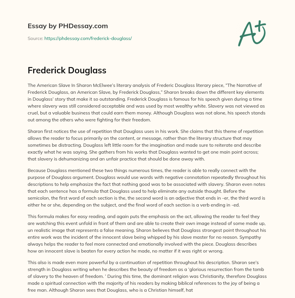 Frederick Douglass essay