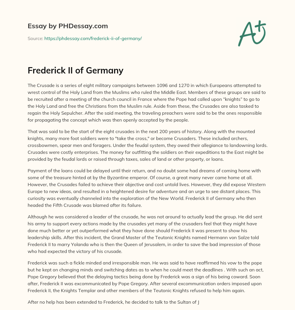 Frederick II of Germany essay