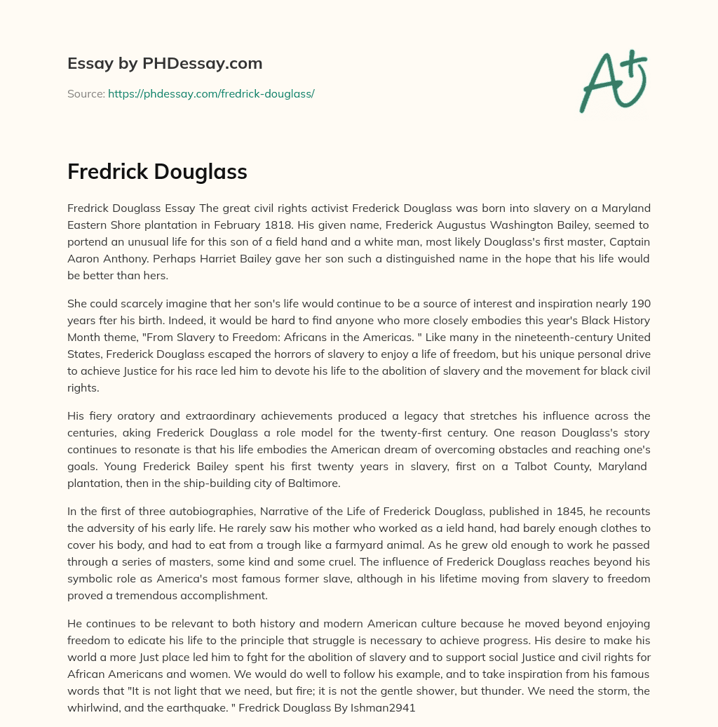 Fredrick Douglass essay